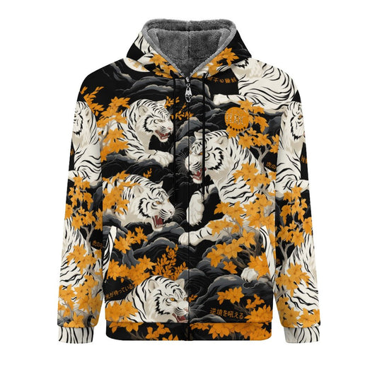Asian Autumn Tiger Limited Edition Men's Plush Zip up Hoodie