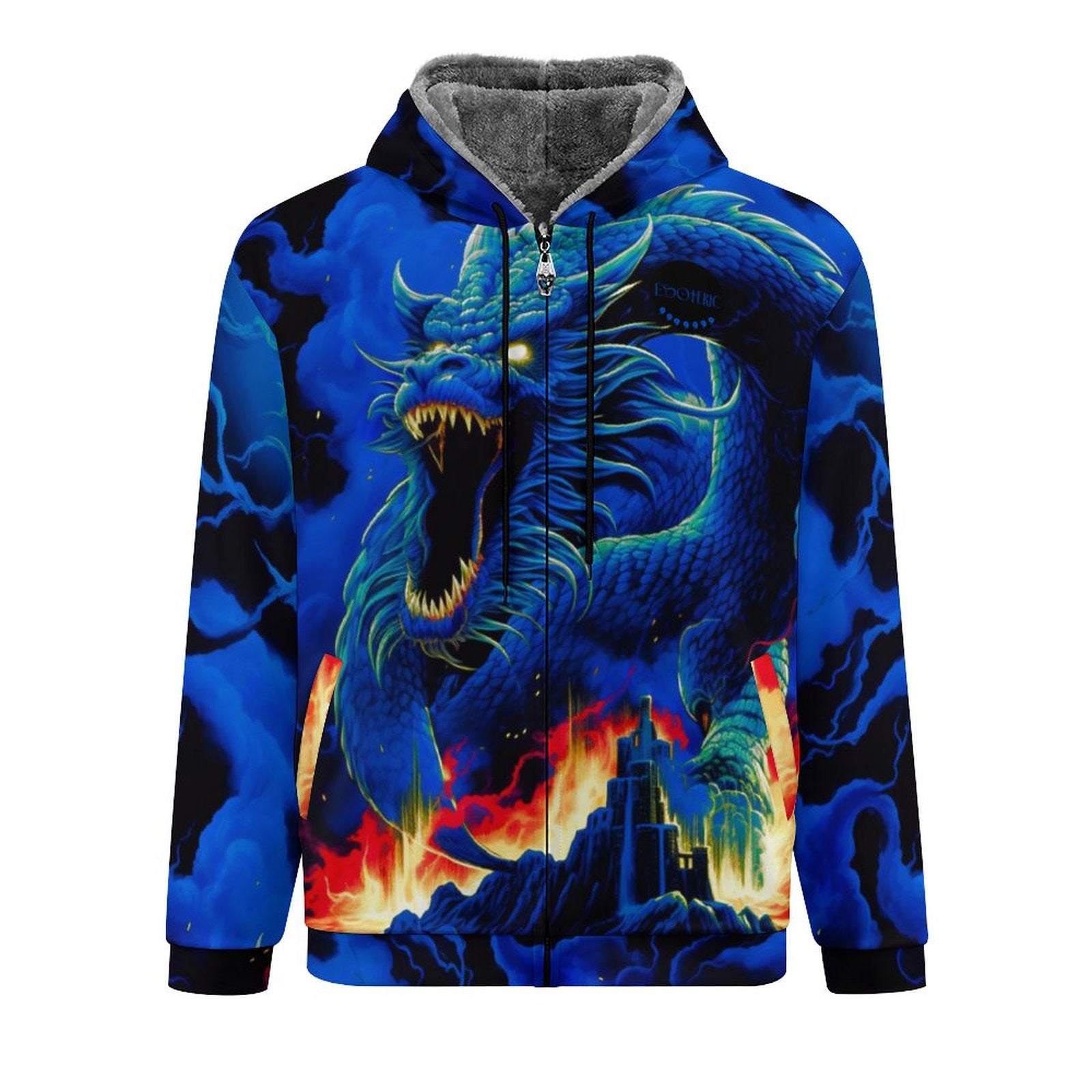 Raging Blue Dragon Limited Edition Men s Plush Zip up Hoodie